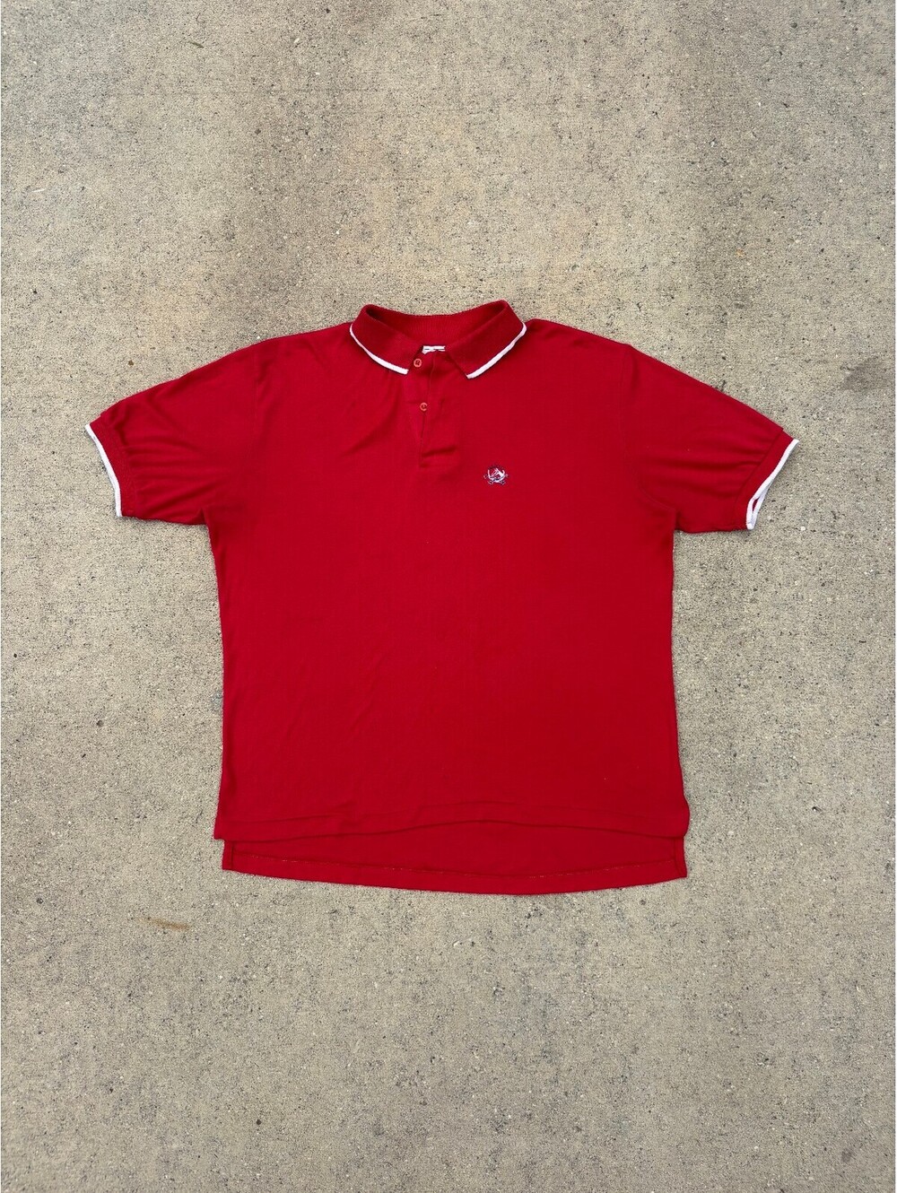 70's U.S. Polo Assn. Red Polo Shirt with White Trim Collar
